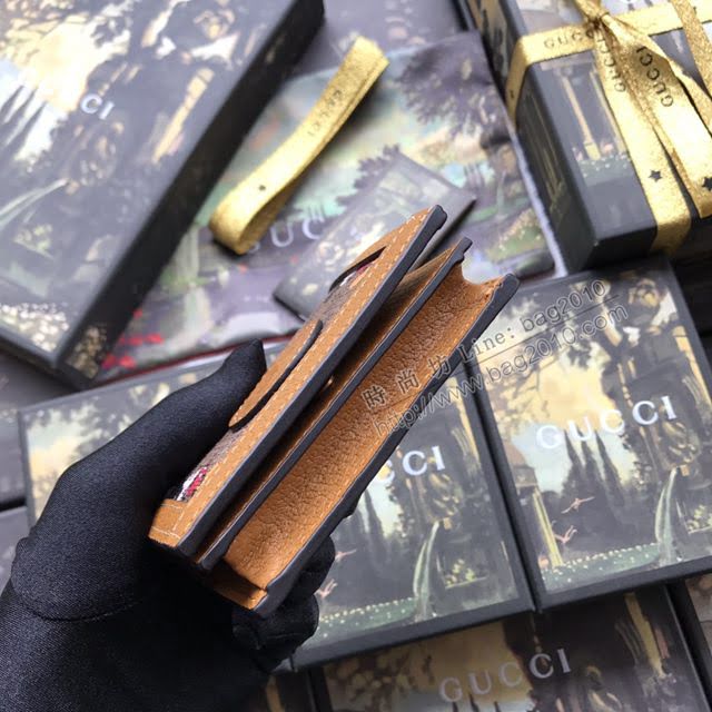 Gucci錢包 古馳2020新款 甩紋牛皮 Gucci三折短錢包 474746裸全皮  gdj1175
